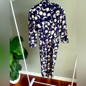 Donna Morgan Geometric Circle Midi Dress 3/4 Sleeves Size 4